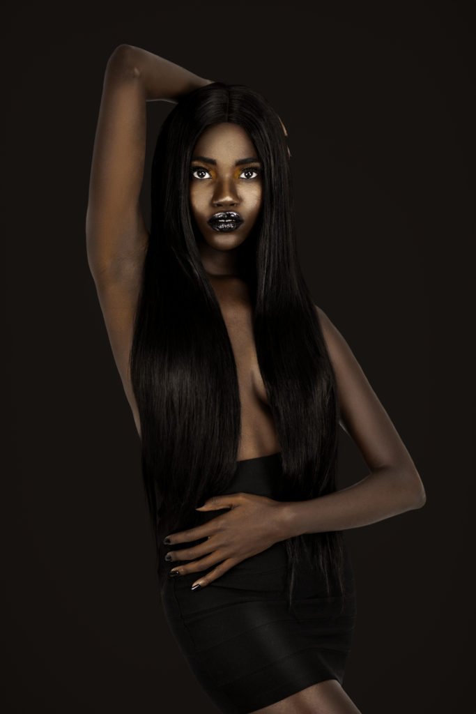 Clean & Serene Black Lady With Long Black Hair