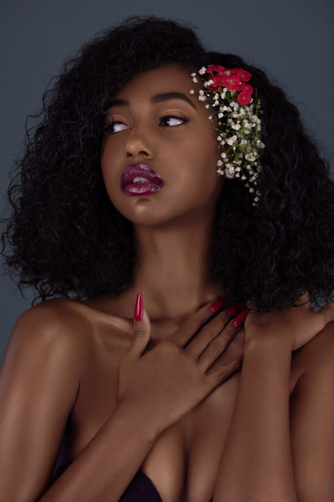 Sexy Ethereal Goddess with Flowers In Her Hair
