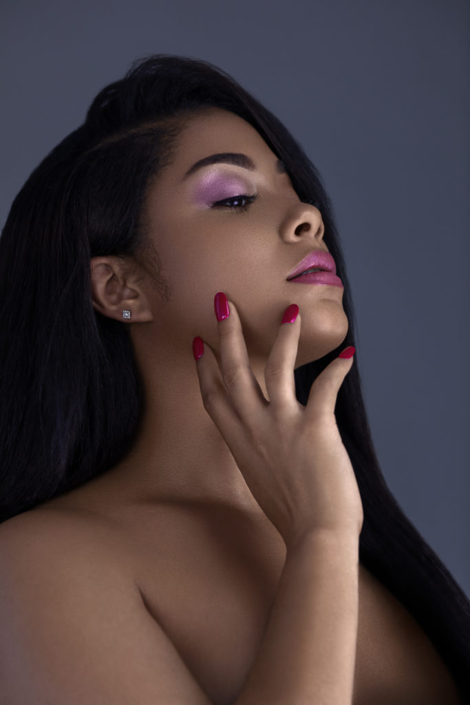Sensual Latina with Red Lipstick & Nails