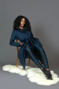 Beautiful Black Woman in Blue Trench Coat